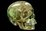 Realistic, Carved Green Stone Verdite (Fuchsite) Skull #127646-2
